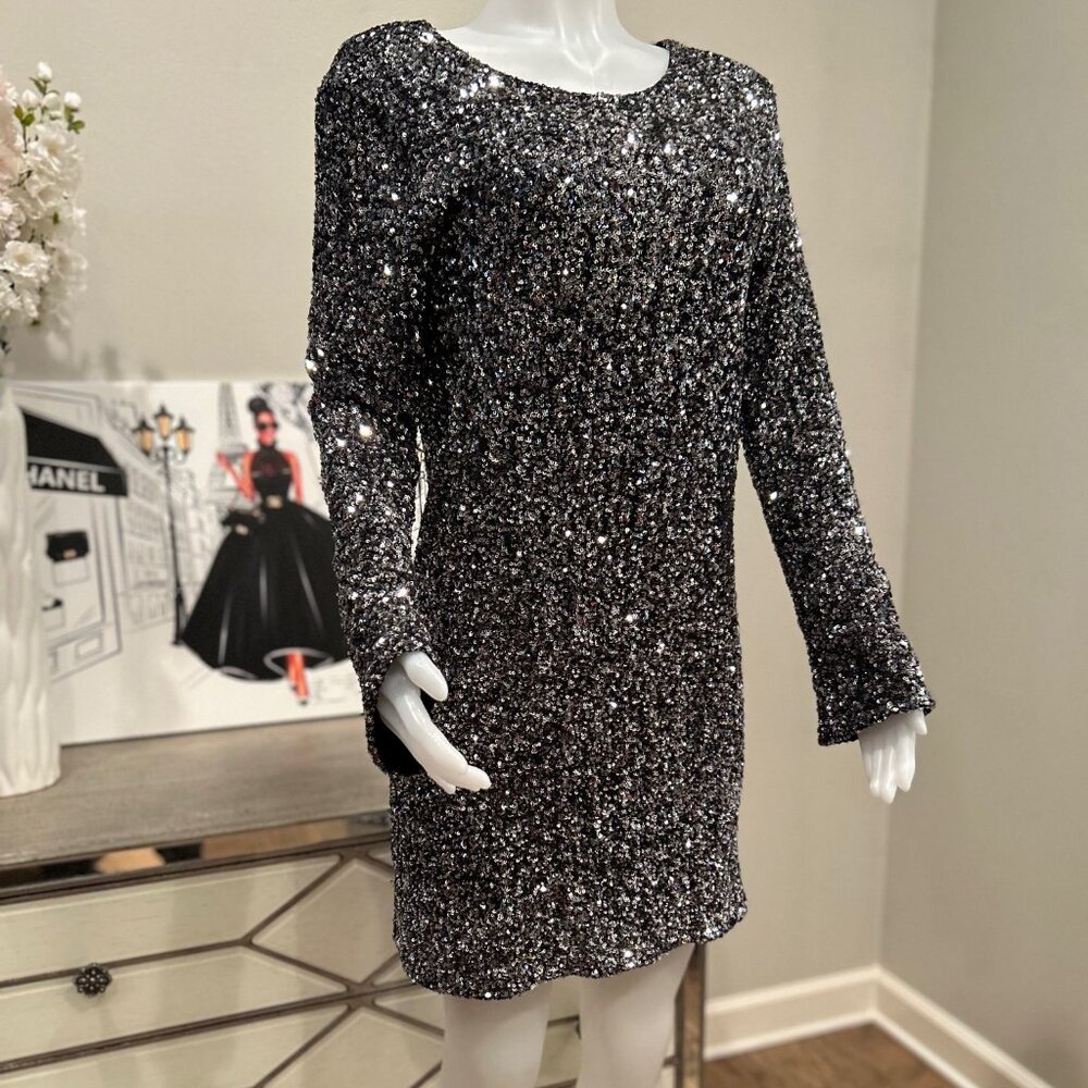 Young, Fabulous and Broke Silver Sequins Evening Dress